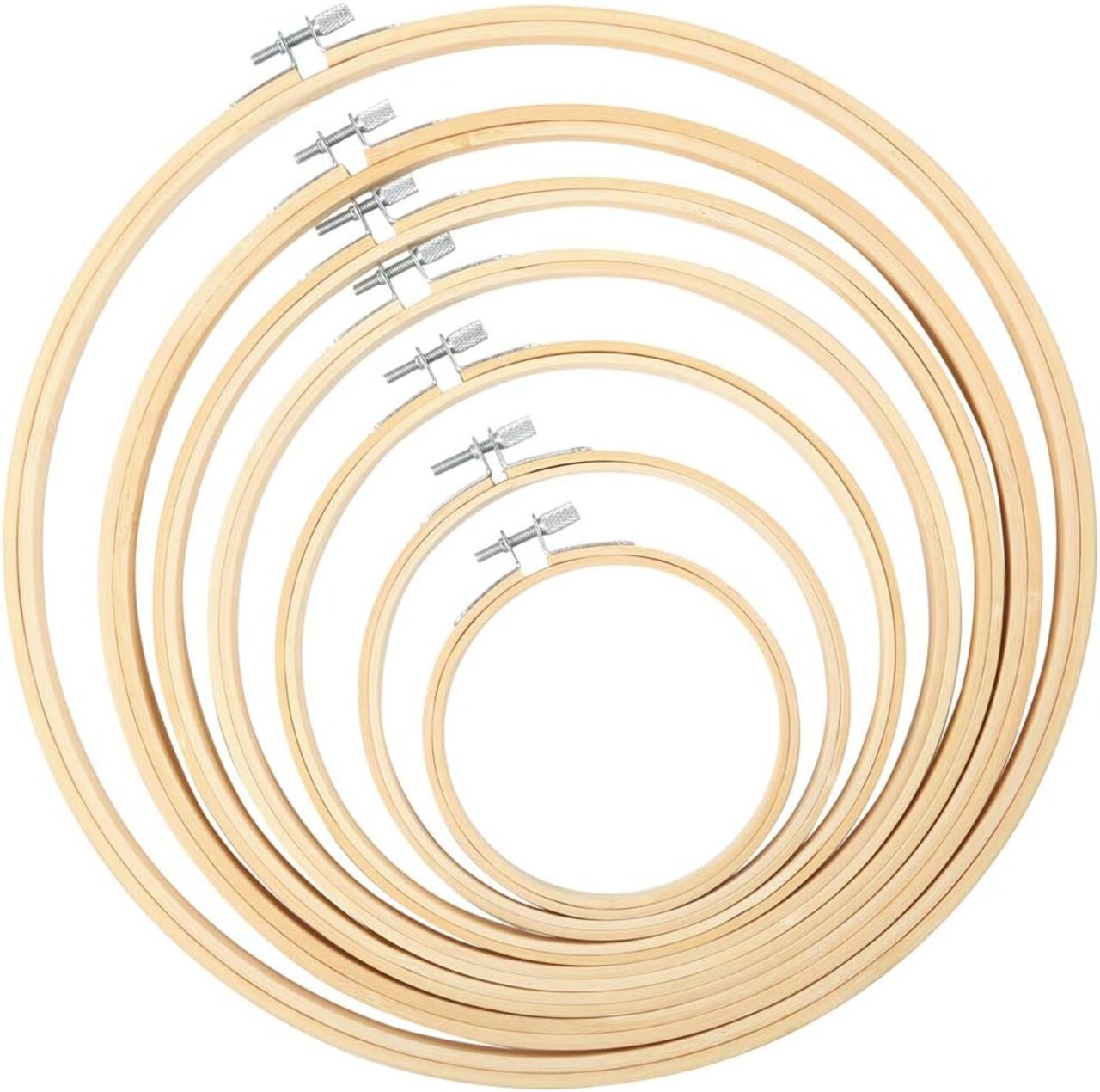 7 Pieces 7 Sizes Embroidery Hoops 4 inch to 12 inch Bamboo Circle Cross